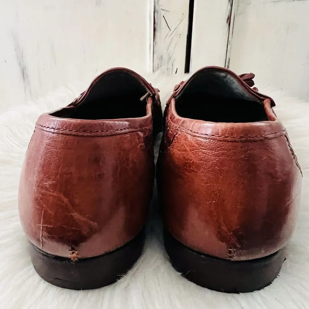 Stacy Adams Apple Brown Leather Woven Tasseled Oxford Dress Shoes - Size 9.5 M